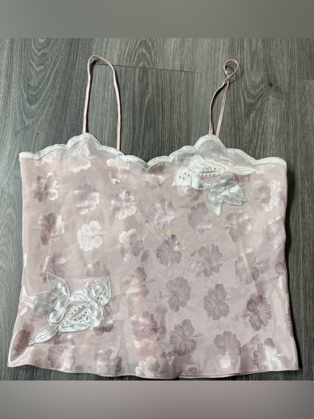 Victoria's Secret Pale Pink Satin Floral Camisole Y2K Fairy Medium